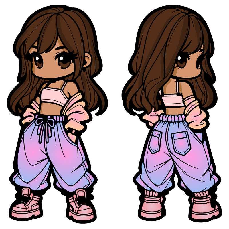 girl in crop top and baggy pants