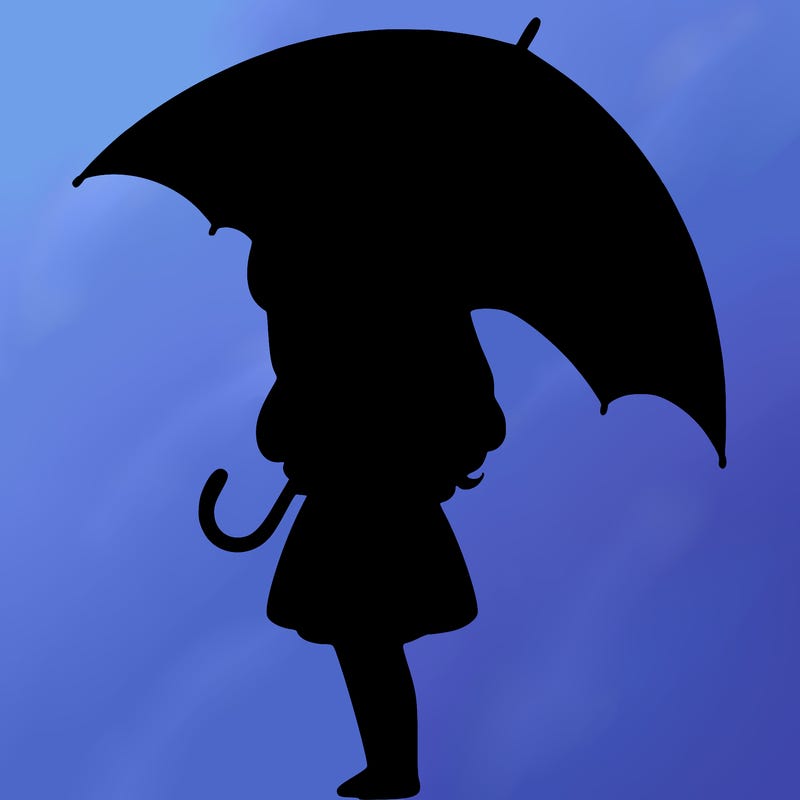 lonely girl holding black umbrella