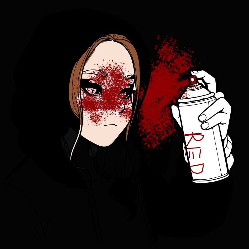 a realistic girl, spray painting