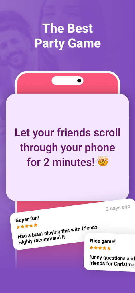 Truth or Dare Spicy Games app screen showing a dare challenge card and positive user reviews