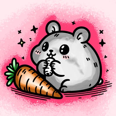 hamster eating a carrot