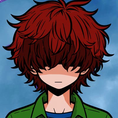 manga boy fluffy hair covering his eyes