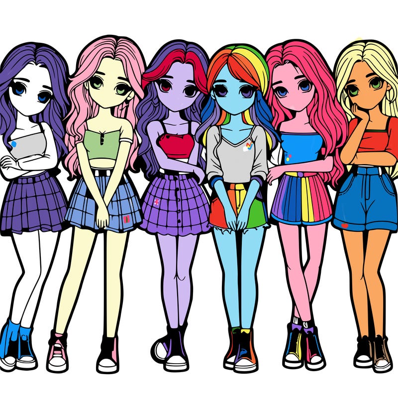 a group of girls realistic