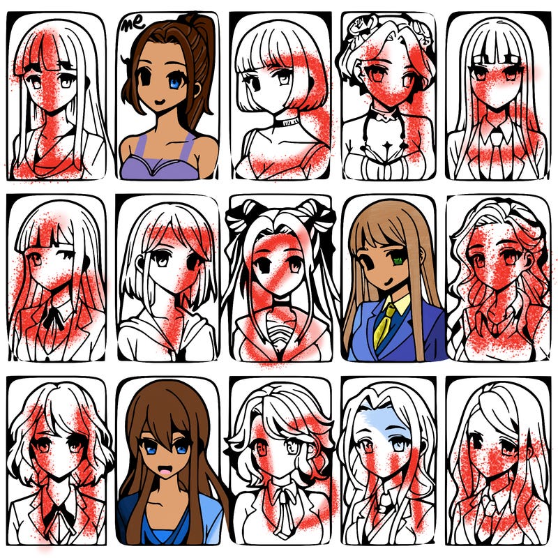 girls that look diffrent anime