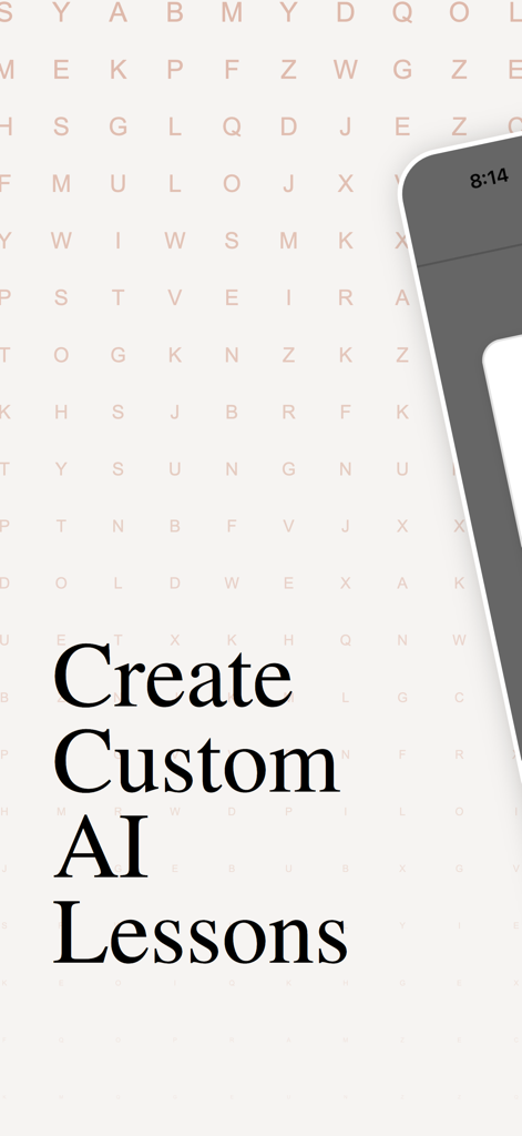Écran de l'application SprechenAI présentant le texte Créer des leçons personnalisées avec l'IA