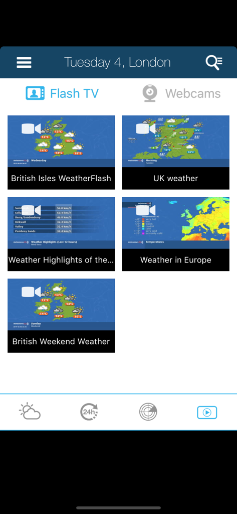 UK Weather forecast - Video report delle previsioni meteo nell'app UK Weather