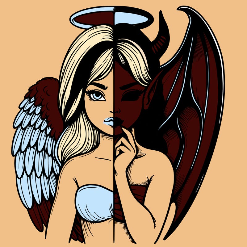 realistic angel half demon