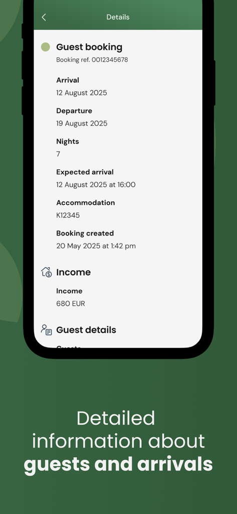 Awaze Owner App guest booking details and rental income screen