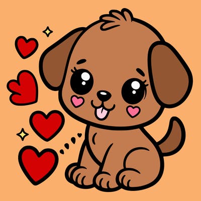 cute puppy with hearts