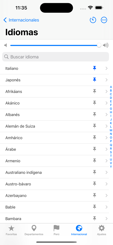 Radio Perú: Emisoras Peruanas - International radio station language list on the Radio Peru mobile application