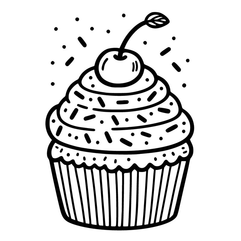 cupcake with sprinkles and cherry on top