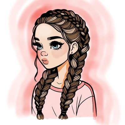 realistic girl with braids