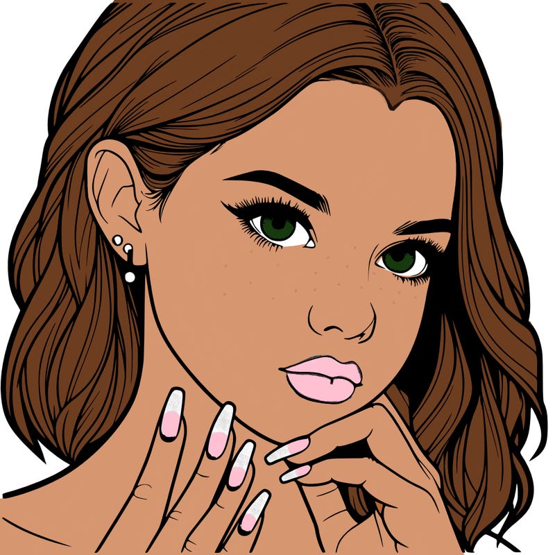 realistic girl with nails