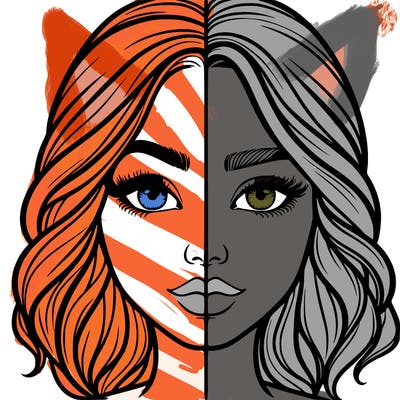 realistic girl split half