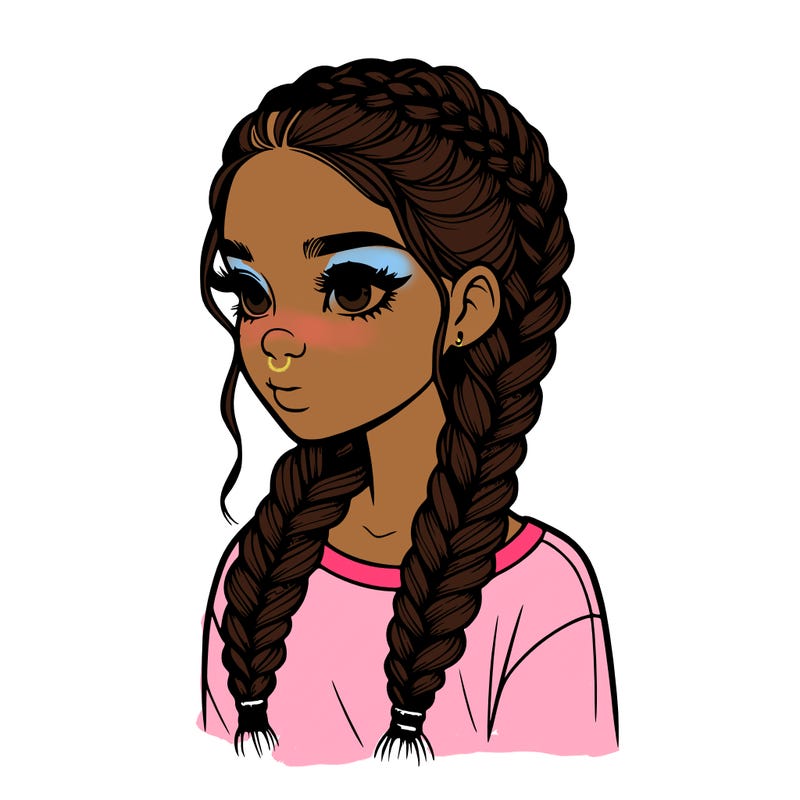 realistic girl with braids