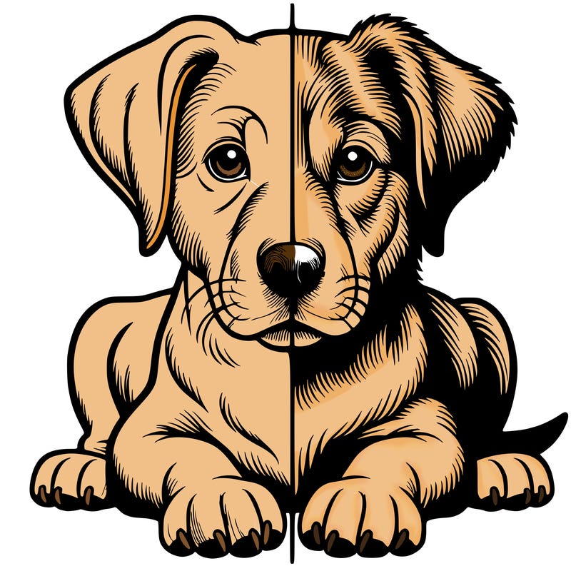 realistic dog split picture