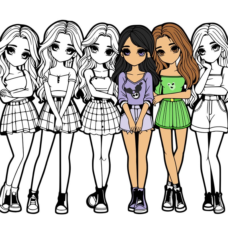 a group of girls realistic