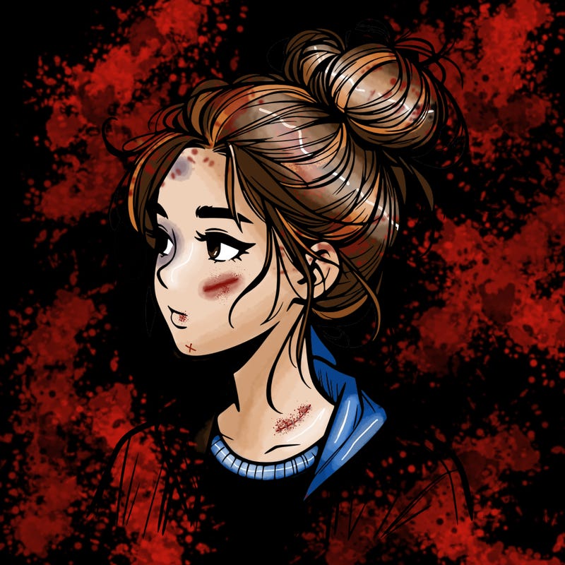 realistic teenage girl with a messy bun