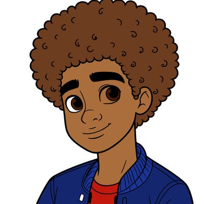 teen boy with afro
