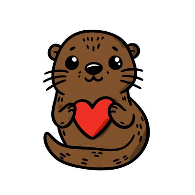otter with a heart