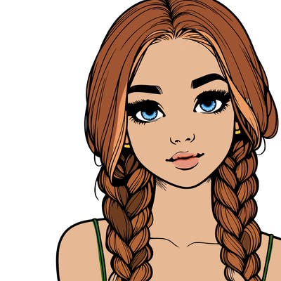 realistic girl with braids
