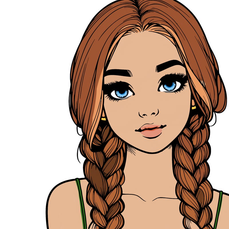 realistic girl with braids
