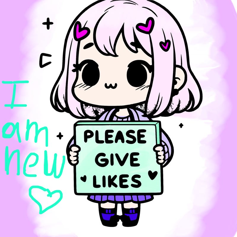 girl holding a sign that says “please give likes”