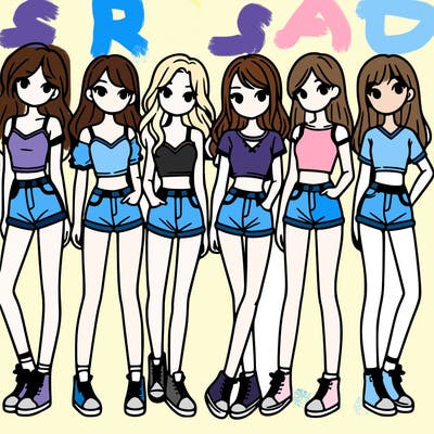 a group of girls wearing crop tops and shorts