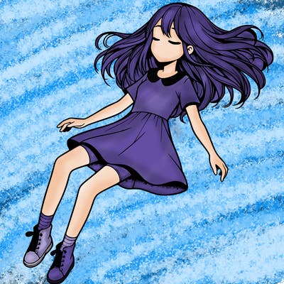 realistic girl floating