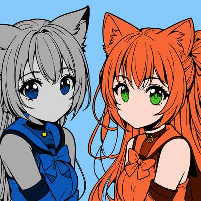 realistic manga character cat girls