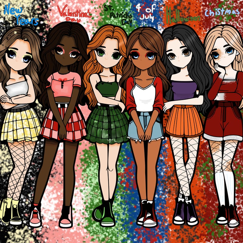 a group of girls realistic