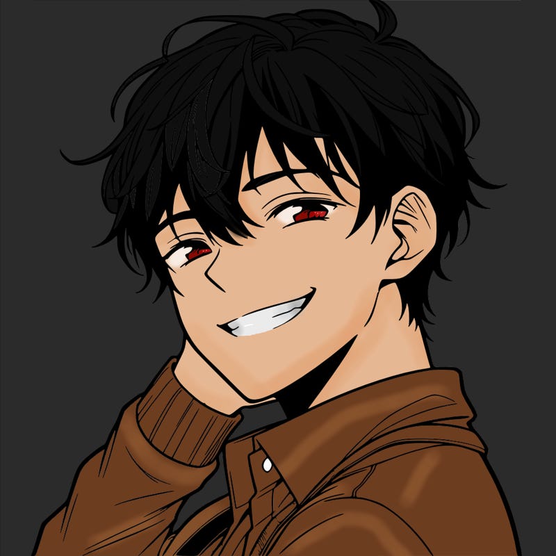 manga, boy grinning, handsome