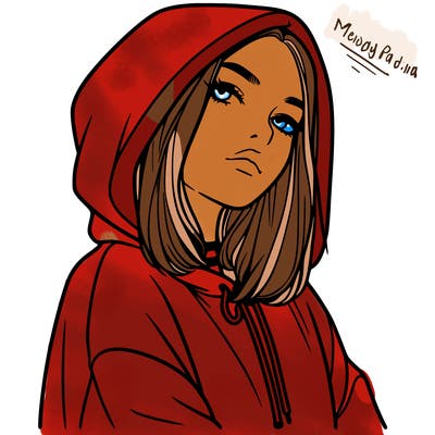a realistic girl in a hoodie