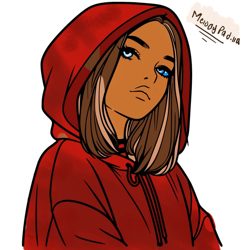 a realistic girl in a hoodie