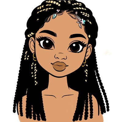 a realistic black girl with braids