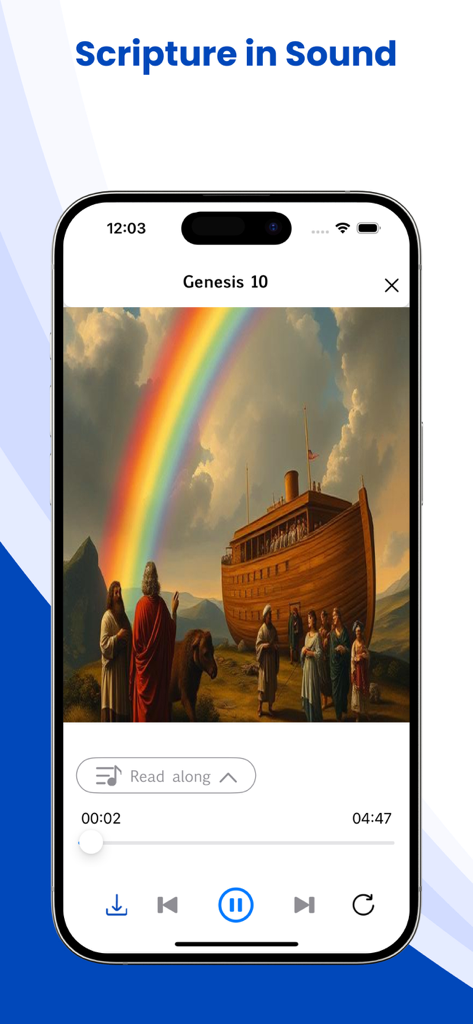 ESV Bible* - ノアの箱舟のイラスト付きESV聖書アプリの Scripture in Sound オーディオプレーヤー