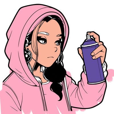 a realistic girl, spray painting