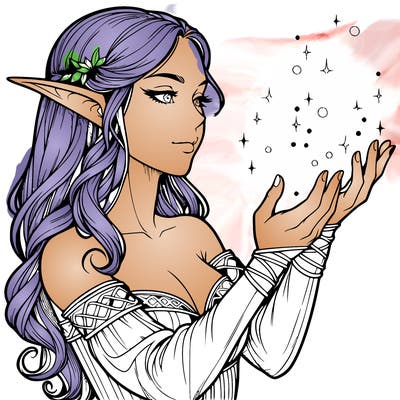 realistic elf girl doing magic
