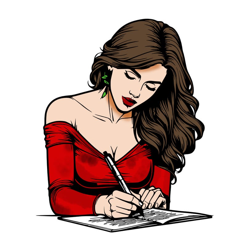 realistic female writing poetry