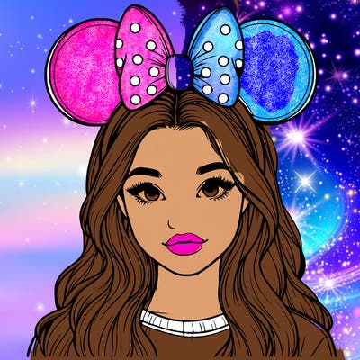 aesthetic realistic girl wearing mickey mouse ears