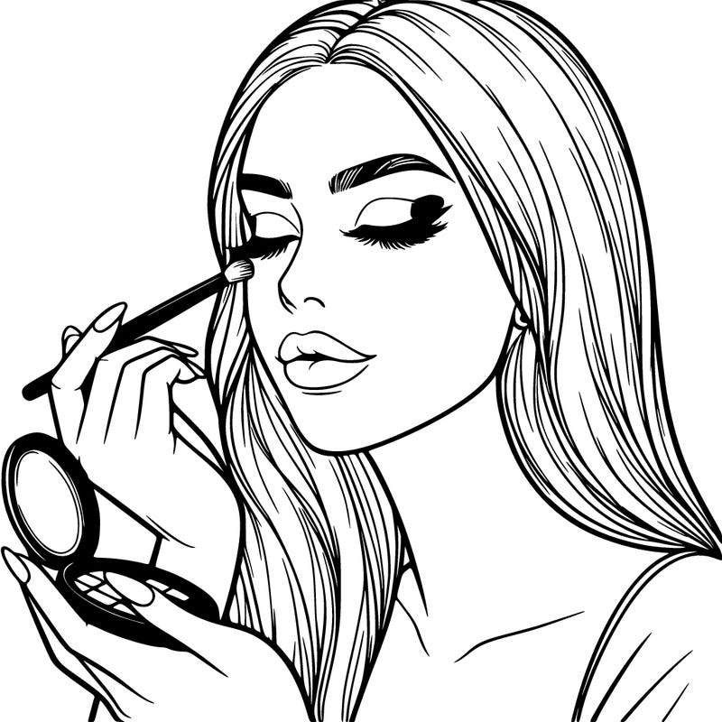 realistic woman doing makeup