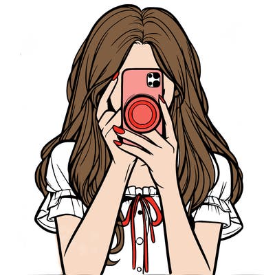 a realistic girl holding her phone taking pictures