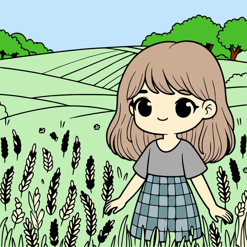 a girl in a field
