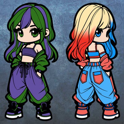 girl in crop top and baggy pants