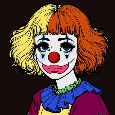 a clown girl realistic