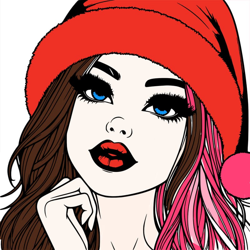 realistic christmas girl with lips