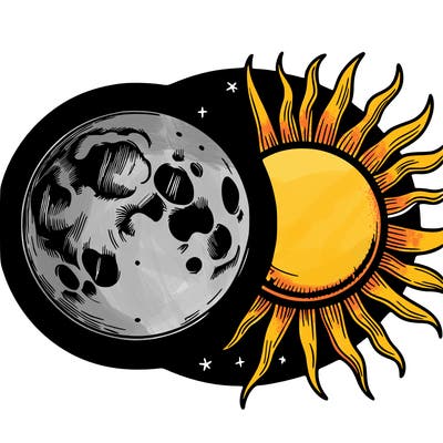 realistic moon and sun