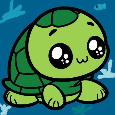 cute little animated turtle