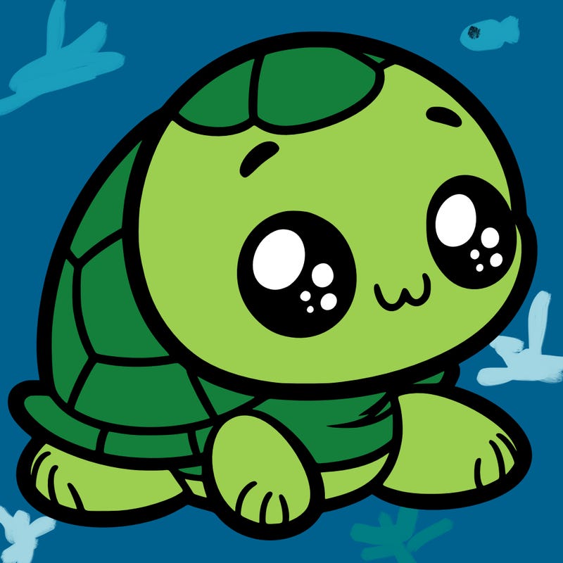 cute little animated turtle