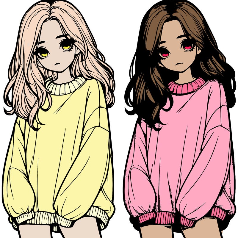 realistic girl with baggy sweater